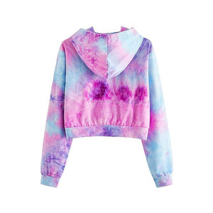 Top corto con capucha para mujer más vendido, tela de punto duradera, temporada de invierno, ropa de moda, cuello con capucha, estampado para uso al aire libre - Product Image 2