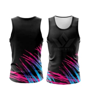 เสื้อกล้ามผู้ชายแบบไม่มีแขน พิมพ์ลายไล่เฉดสีแบบ Sublimation ระบายเหงื่อได้ดี ผลิตจากโพลีเอสเตอร์ เหมาะสำหรับเล่นกีฬา ทรงปกติ - Product Image 4