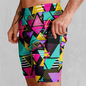 Pantalones cortos de sudor informales personalizados Unisex, pantalones cortos de playa y botín ecológicos con cintura elástica transpirable de Color sólido para hombre - Product Image 3