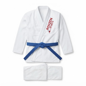 Rohzen Sports White BJJ <b>Kimono</b> Cotton Gi Set Blue Belt Embroidered Logo Adult <b>Men</b> - Product Image 4