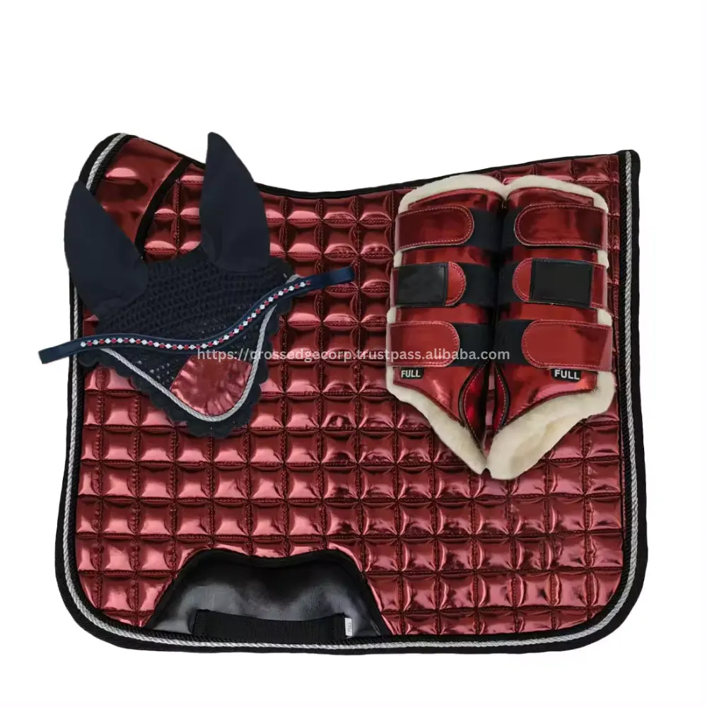 Waterproof Custom RED Fabric Horse Saddle Pad Set Made Western Horse-Riding Dressage Equestrian Wool Horse Saddle Pads Sets