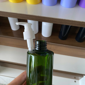 250ml Amber Green PET Cosmetic Shampoo <b>Bottle</b> with White Lotion Pump Refillable Plastic Packaging for Skincare & Haircare - Product Image 4