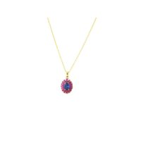 Azul zafiro rubí ovalado 14K Amarillo Blanco Rosa oro collar diamante perla Esmeralda forma de luna patrón para compromiso Mujer