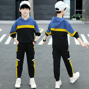 Kids Solid Breathable Fleece <b>Hoodie</b> Jogger Set Boys Two Piece Sportswear Outfit <b>Children</b> Hooded Sweatshirt Pants Fashion - Product Image 4