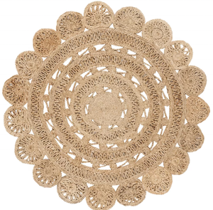 พรมปูพื้นทรงกลมสีพื้น ถักทอด้วยมือจากเส้นใยปอกระเจา แบบคลาสสิก เป็นมิตรกับสิ่งแวดล้อม ใช้ได้สองด้าน เส้นด้ายธรรมชาติ หนานุ่ม เหมาะสำหรับห้องนอนและพื้นที่ในบ้าน - Product Image 6