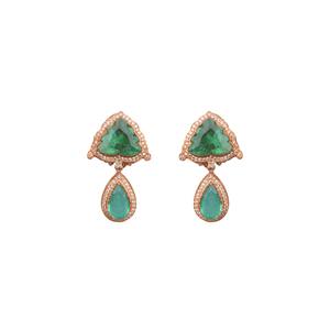 Boucles d'oreilles traditionnelles artisanales en argent 925 Gajaah à la mode, plaquées or antique, Kundan et Jhumki pendantes pour femmes, ensemble de boucles d'oreilles - Product Image 2