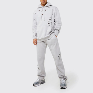 Vente en gros de sweat à capuche pour hommes Street Hip Pop Style anti-rétrécissement ourlet brut technique de bouffée hiver sweats à capuche en coton respirant - Product Image 4