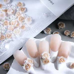 30 pcs/sac Rose Résine Rose <span class=keywords><strong>Strass</strong></span> Nail Art Charmes Mixte 3d Fleur Gemme Perles Nail Décoration Accessoires Argile Polymère - Product Image 3