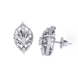 Pendientes de Oro de 18K con Hoja de Diamante Auténtico de 0.3ct Certificados, Estilo Moderno para Compromiso, Boda, Aniversario, Regalo para Fiesta - Product Image 1