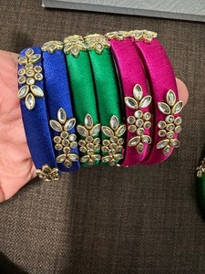Đá lụa chủ đề Bangles phụ nữ truyền thống kundan Bangles pakistani đám cưới pooja Mehndi Đảng ủng hộ đồ trang sức Ấn Độ Bộ quà tặng - Product Image 4