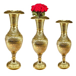 Jarrón de latón Premium elegante decoración del hogar acento estilo Vintage soporte de flores decorativas maceta de latón artístico - Product Image 4