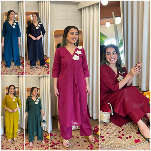 Ensemble de costumes d'été en coton Ensemble de costumes en coton pour femmes Costume en coton de couleur vive - Product Image 5