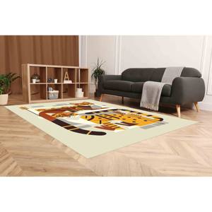 Tapis Abstrait Deux Chats : Tapis d'appoint Bohème, Tapis Imprimé, Tapis Doux à Poils Longs - Product Image 3