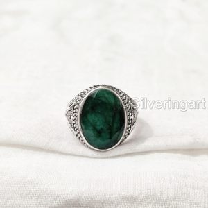 Anillo para hombre al por mayor recién llegado piedra preciosa de corindón Esmeralda natural piedra de nacimiento de Mayo joyería de estilo otomano anillo de plata esterlina 925 - Product Image 3