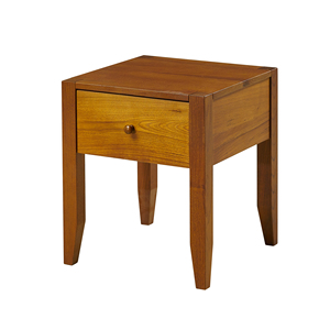 Table de chevet élégante en teck à pieds coniques avec 1 tiroir pour décor de chambre à coucher - Product Image 3