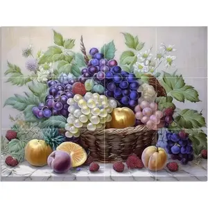 Cocina pared arte Mural mármol cerámica Backsplash con naturaleza muerta frutas ramo azulejo diseño para decoración del hogar - Product Image 1