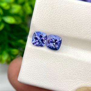 Par de tanzanita natural, forma de cojín, lupa, zoisita limpia, piedra preciosa para la fabricación de joyas, tienda de piedras preciosas al por mayor - Product Image 2