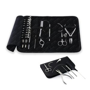 Kit de herramientas de extensión de cabello todo en uno, microcuentas plateadas, crimpadora de barril grande, tijeras de hilo pequeño, ganchos cortapelos de aguja curvada - Product Image 1