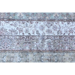 Turkish Rug, 2.4x8 ft Runner Rug, <b>Brown</b> White <b>Wool</b> Rug - Product Image 5