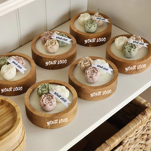 Vente en gros, nouveauté, bol, bougie en bois, cire de soja naturelle, bol à pâte en bois d'aromathérapie de luxe, bougies en vrac - Product Image 4