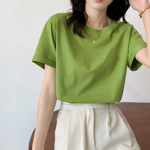 Camiseta lisa recortada para mujer, Top en blanco de gran tamaño, venta al por mayor, Primavera - Product Image 6