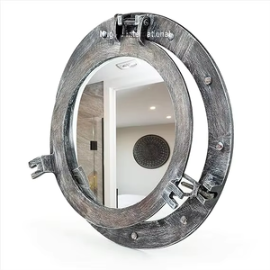 12 pulgadas ojo de buey rústico negro gris ojo de buey ventana Vintage barco decoración espejo pirata regalo por Calvin artesanía - Product Image 5