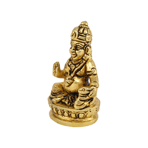 รูปปั้นทองเหลือง kuber Murti รูปปั้น Vastu ที่สอดคล้องกับเทพเจ้าแห่งความมั่งคั่งของรถยนต์รูปปั้นสำหรับห้อง pooja โต๊ะสำนักงานศาสนา - Product Image 3