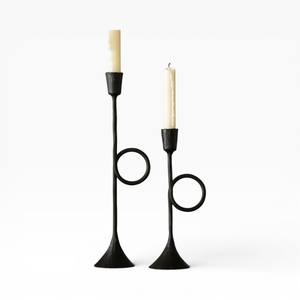 Porte-bougie moderne minimaliste en fer noir avec design rustique pour décoration extérieure et artistique - Product Image 6