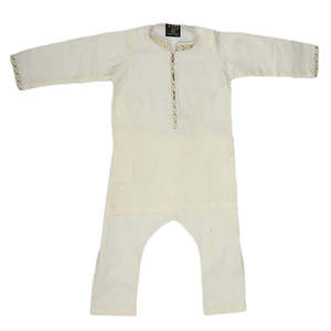 ชุดเสื้อผ้าเด็กผู้ชายปักลาย - สีขาวงาช้าง - Product Image 1