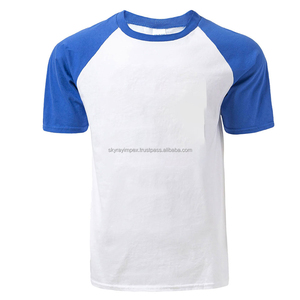 Men's White Green Silk Screen <b>Printed</b> <b>Plain</b> Dyed Raglan Sleeve <b>T</b>-<b>Shirt</b> Regular Fit O-Neck Casual Jersey Cotton Breathable - Product Image 2