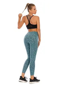 Leggings de yoga respirants pour femmes, taille élastique, nouveau style, vêtements de sport, logo personnalisé, légers, sport, effet push-up, uni, spandex/nylon - Product Image 4