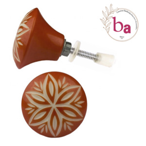 ลูกบิดประตูลิ้นชักทำจากไม้ทองเหลืองสลักลายกระดูกทำจากเรซินสีแดงสำหรับห้องครัวห้องนอนโรงแรมโรงเรียนเฟอร์นิเจอร์ - Product Image 1