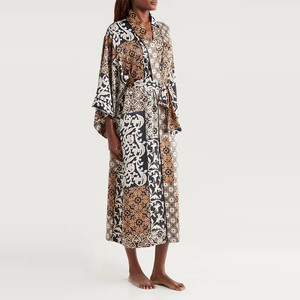 Venta al por mayor personalizado satén vestido de noche bata conjunto nupcial Femme sólido de lujo Largo de seda mujeres batas con alta calidad - Product Image 3