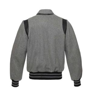 Veste universitaire à manches en cuir gris, veste de baseball faite à la main, veste bombardier Letterman pour hommes - Product Image 3