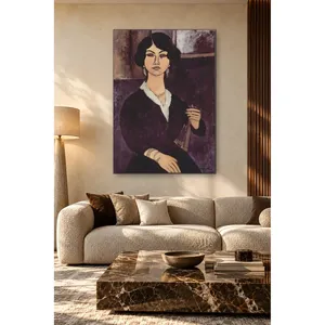 Impresión en lienzo del retrato de Fida Modigliani Almaisa con vestido negro - Product Image 3