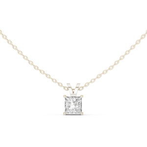 Collier délicat en or rose avec pendentif en diamant de laboratoire certifié IGI de 1 carat taille princesse pour mariage ou cadeau - Product Image 1