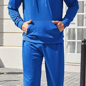 Venta al por mayor de chándal personalizado informal de manga larga de algodón con capucha para hombre conjunto de pantalones de chándal y Sudadera con capucha conjunto de chándales en blanco - Product Image 5