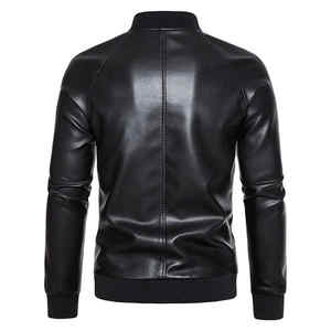 OEM conception personnalisée automne hiver mode moto manteau veste en cuir artificiel pour hommes vestes en cuir noir d'affaires - Product Image 3