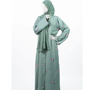 Robe Abaya Modeste Droite en Chiffon pour Femmes, Vêtement Musulman, Séchage Rapide, Manches Longues, 100% Soie, Motif Uni - Product Image 4