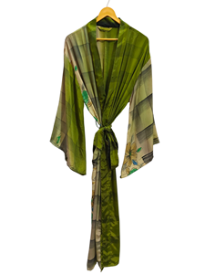 Bata de Verano, Kimono de Seda, Sari Vintage, Bata Suave para Fiesta en la Playa, Kimono de Seda Hecho a Mano en India - Product Image 4