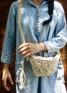 Bolsas de macramé de ganchillo OEM para damas, elegantes bolsas de estómago para viajes de verano, bandolera con tirantes - Product Image 3