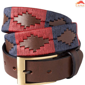 Ceintures de polo en cuir véritable classiques d'équitation personnalisées en gros avec broderie équestre personnalisée - Product Image 3