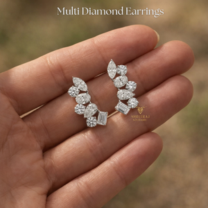 1.70 Carat Emerald Marquise Oval Lab Grown Diamonds Multi Shape Earrings Unique Design IGI Certified 18K <b>Solid</b> Gold Unique Shape - Product Image 2