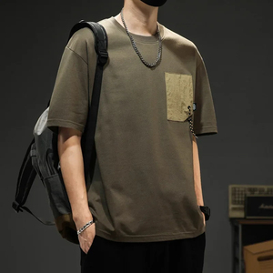 เสื้อยืดผู้ชายทรงหลวมฤดูร้อนคอกลมแขนสั้นคอกลมแขนสั้นลำลองบางระบายอากาศทันสมัย - Product Image 5