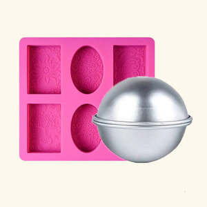 Paquete Combinado de Moldes Rectangulares Hechos a Mano con 6 Diseños Florales para Bombas de Baño, Spa, Aromas Relajantes para el Hogar: Limón, Leche, Rosa, Manteca de Karité - Product Image 1