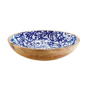 Cuencos modernos con patrones florales para servir, cuenco para servir ensalada esmaltada de madera de Mango, cuencos de madera decorativos de frutas impresos - Product Image 1