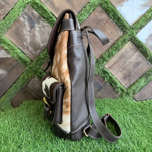 Mochila Occidental Ligera Unisex Personalizada de Lona Marrón y Blanca Vintage con Forro de Lona, Botón de Cuero Vacuno Repujado a Mano Duradero - Product Image 2