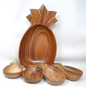 Wood Pineapple <b>Bowl</b> <b>Dessert</b> Set 5 Pieces Handmade Wholesale Customized Wood Pineapple <b>Bowl</b> Hot Sale - Product Image 2