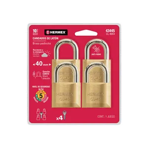 Lucchetti in ottone da 40mm con gancio corto da 3 unità combinazione di cifre per materiale di sicurezza in ferro e acciaio - Product Image 1