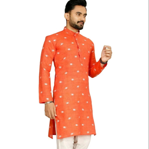 Presentando una obra maestra festiva Precios de fábrica al por mayor Nueva moda elegante Hombres Kurta elaborado con algodón de lino en tonos pastel - Product Image 1